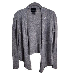 Cynthia Rowley Gray Open Front Asymmetric Cashmere Cardigan Sweater Size S